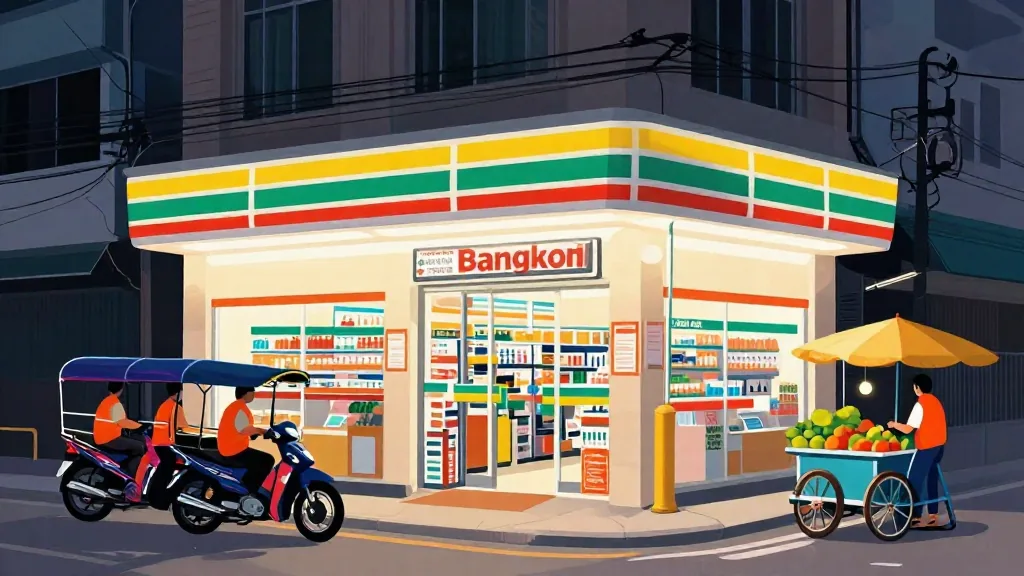 ปากซอยที่มีร้านสะดวกซื้อและวินมอเตอร์ไซค์